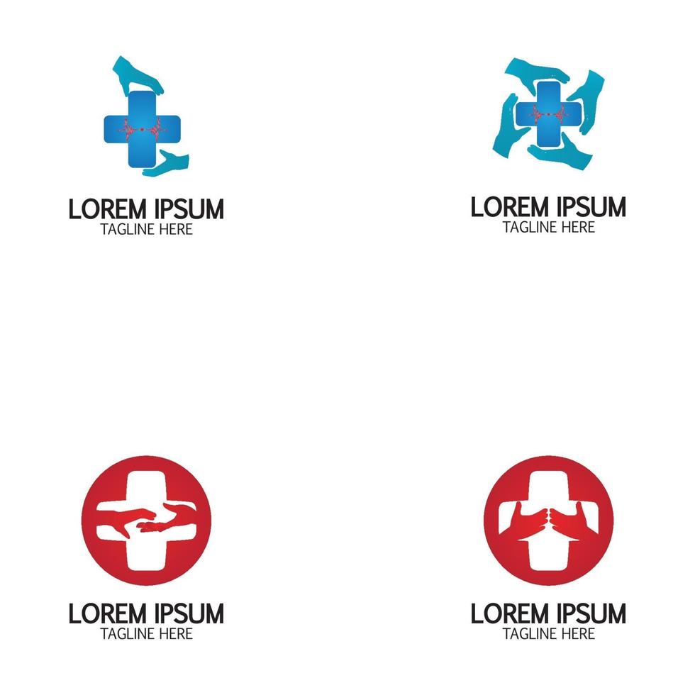 Cross Medical Logo With Hand Care vector