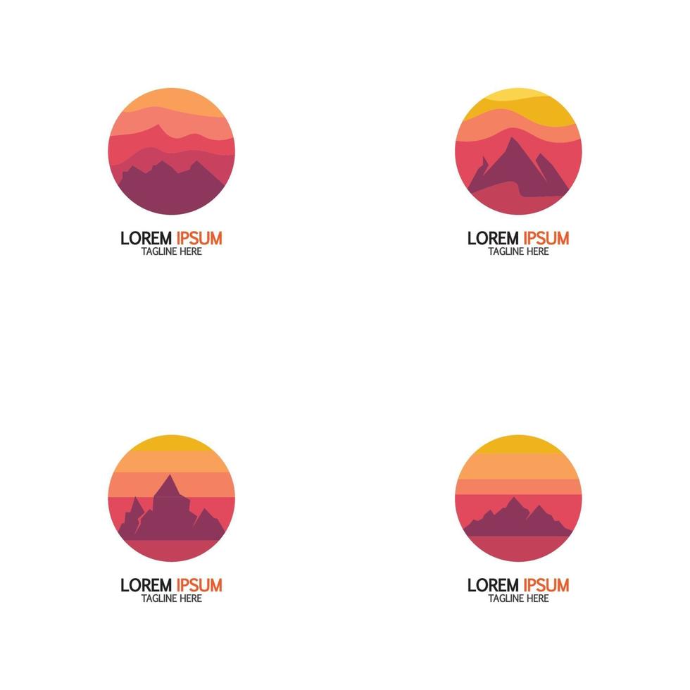 Isolated round sunset vector logo. Minimalistic evening sky.