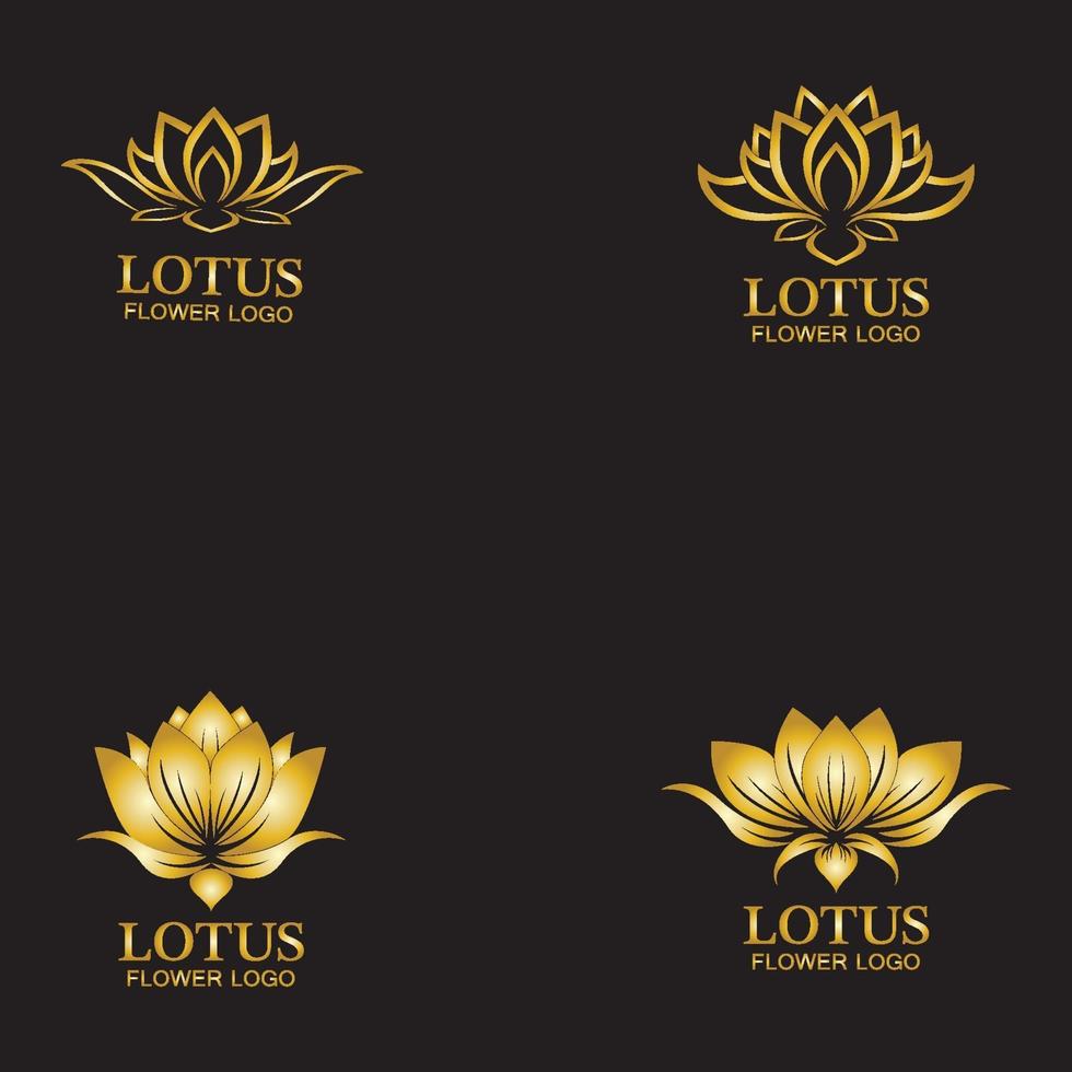 plantilla de diseño de vector de logotipo de flor de loto dorado