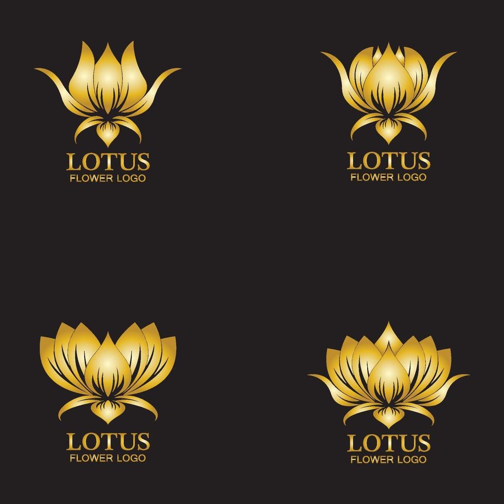 Golden lotus flower logo Vector design template