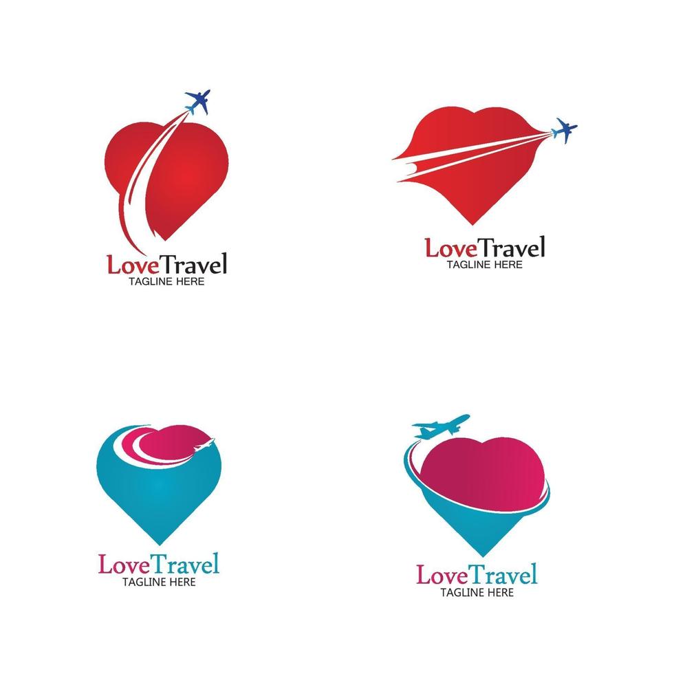 amor, viaje, logotipo, vector, icono, diseño, plantilla vector