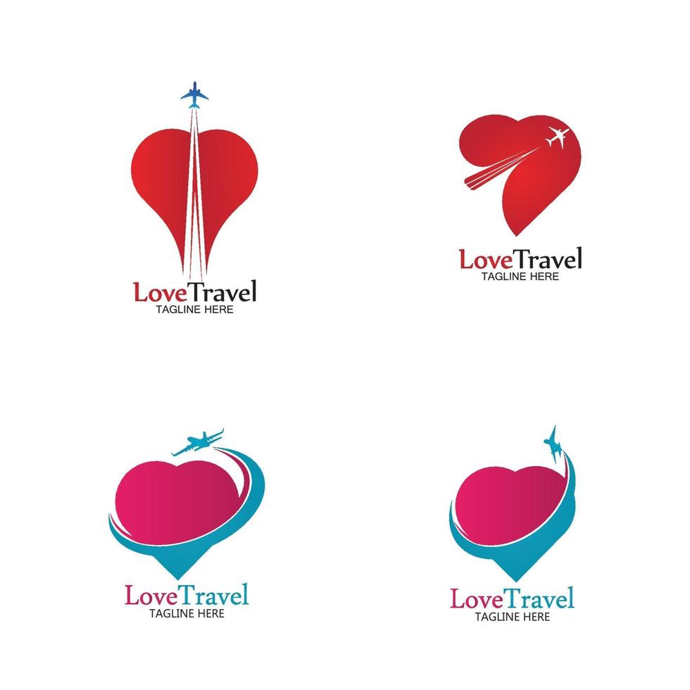 amor, viaje, logotipo, vector, icono, diseño, plantilla vector