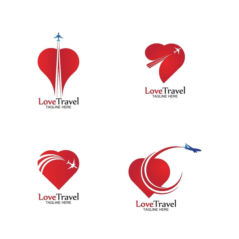 amor, viaje, logotipo, vector, icono, diseño, plantilla vector