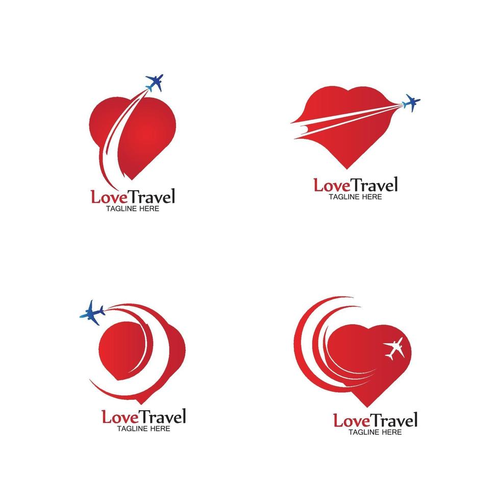 amor, viaje, logotipo, vector, icono, diseño, plantilla vector