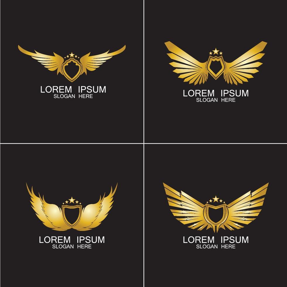 winged shield gold logo design symbol vector illustration-vector