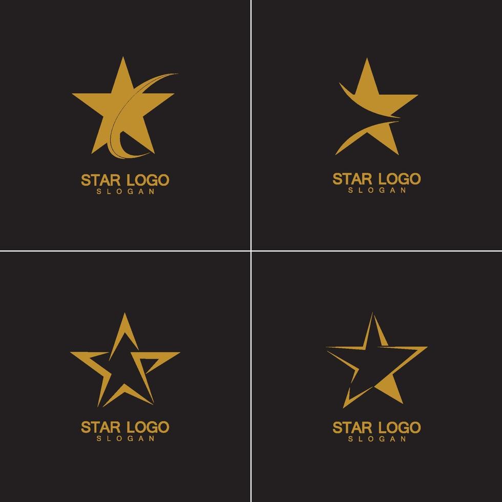 Gold Star Logo Vector in elegant Style with Black Background