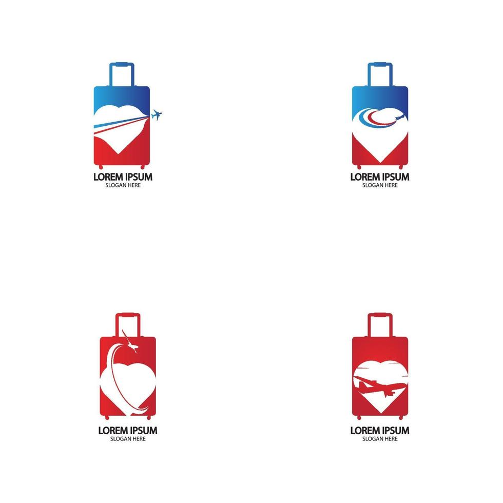 Travel logo design with bag vector with airplane