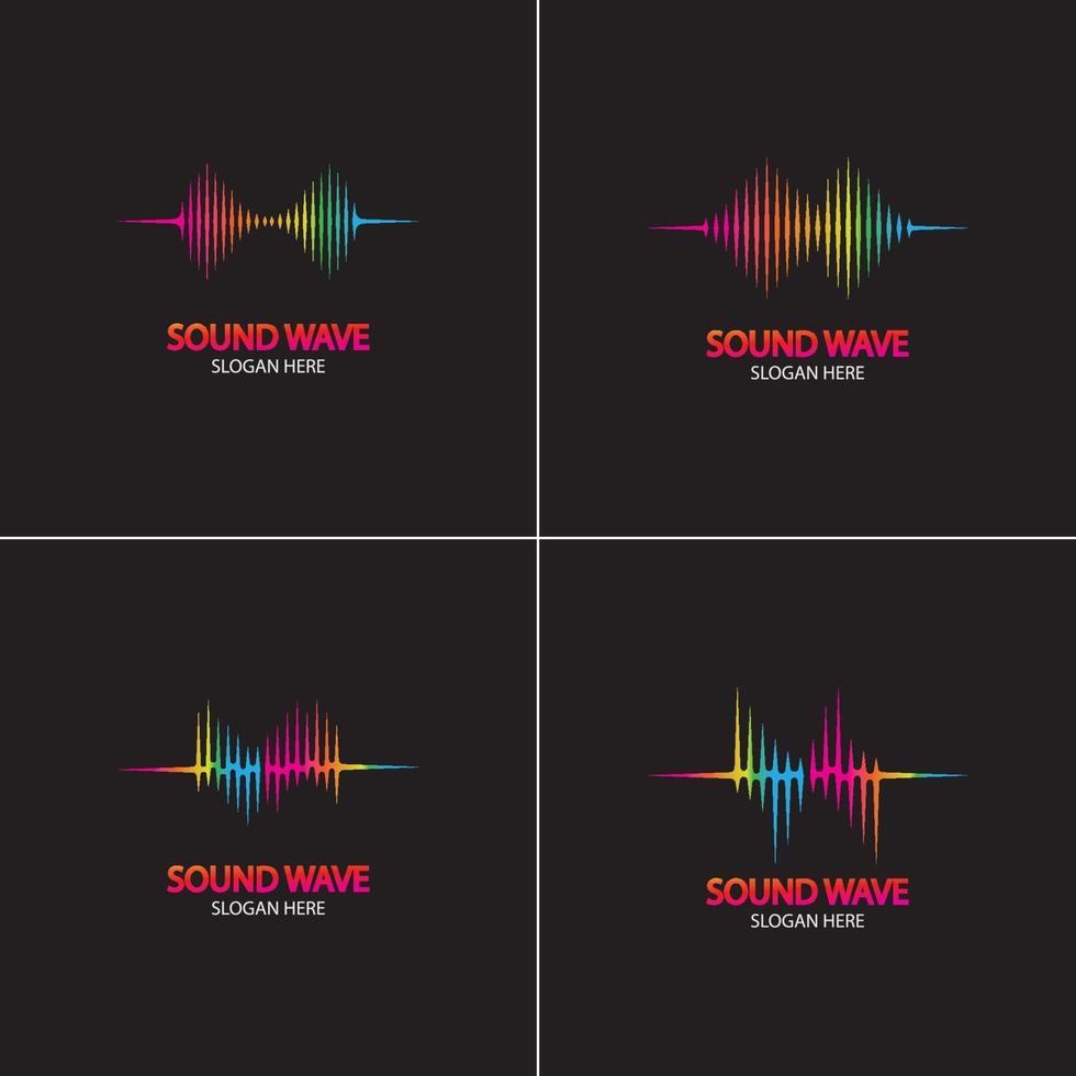 Diseño colorido del ejemplo del logotipo de las ondas de sonido vector