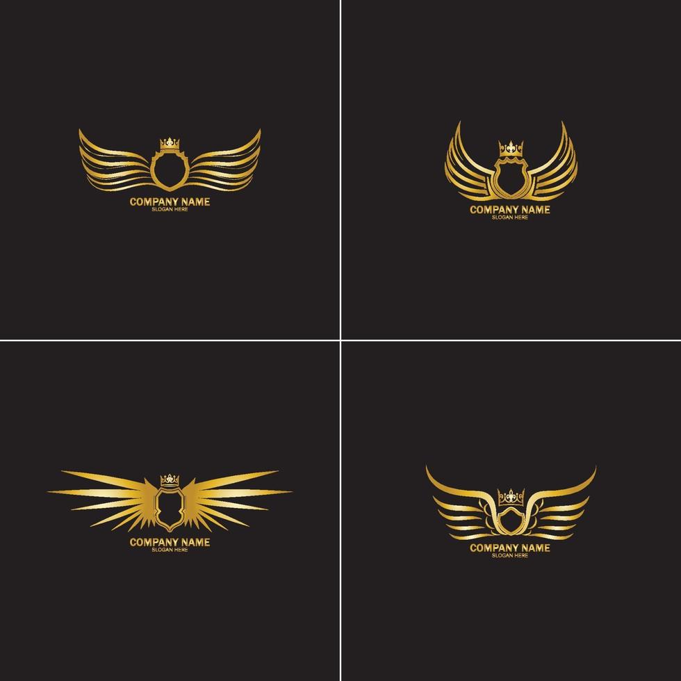 winged shield with crown logo vector