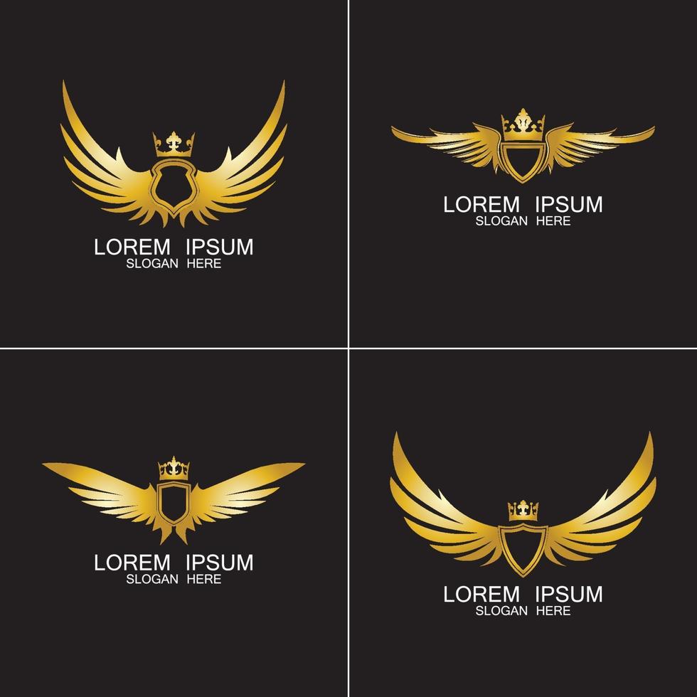 winged shield with crown logo vector