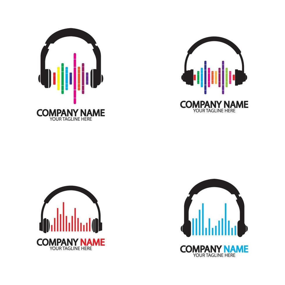 Headphones with sound wave logo vector icon