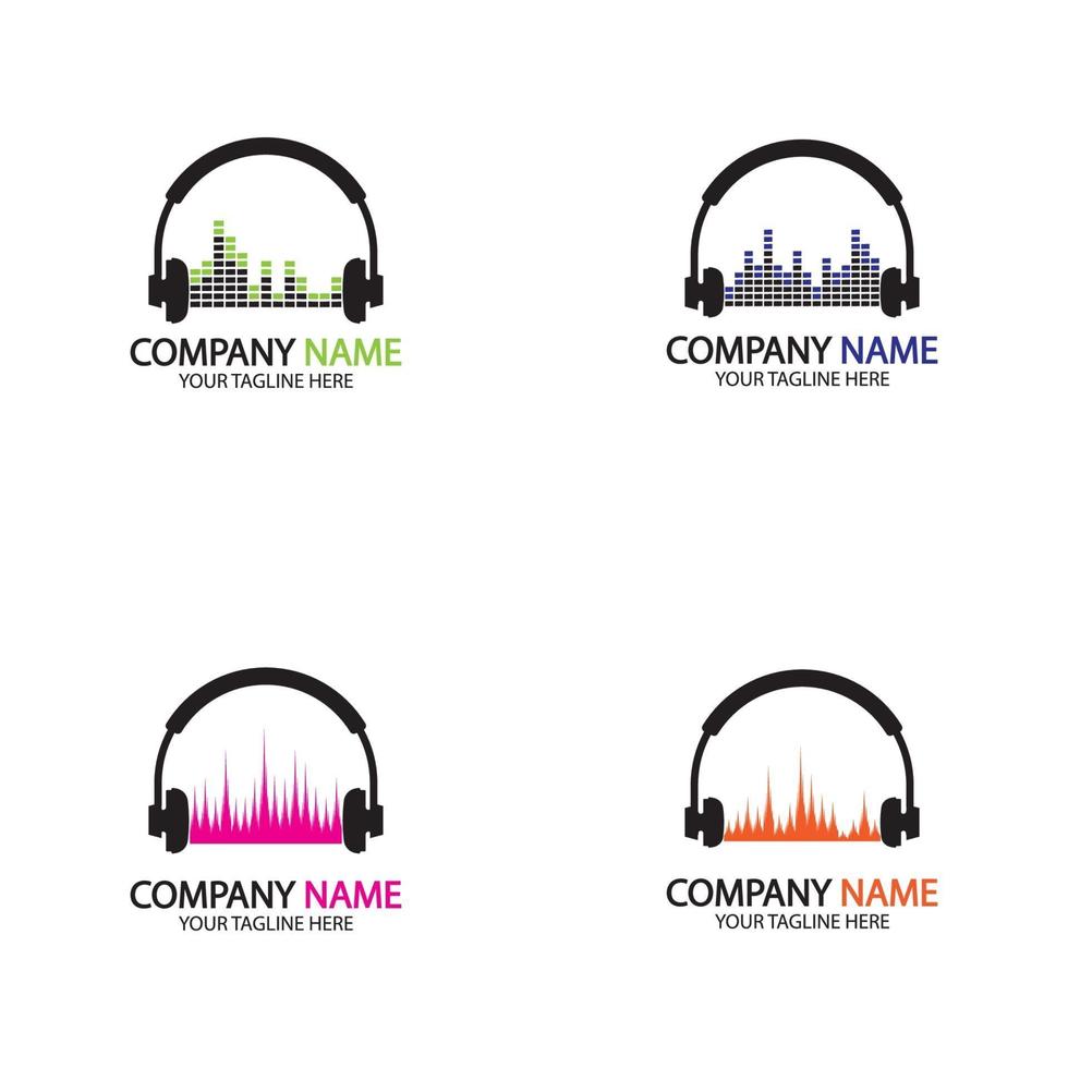 Headphones with sound wave icon logo Vector illustration