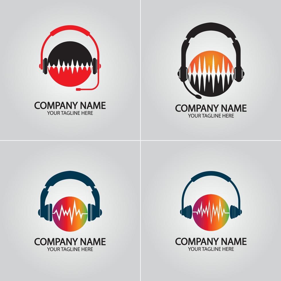 Headphone DJ, Music Studio Recording logo vector