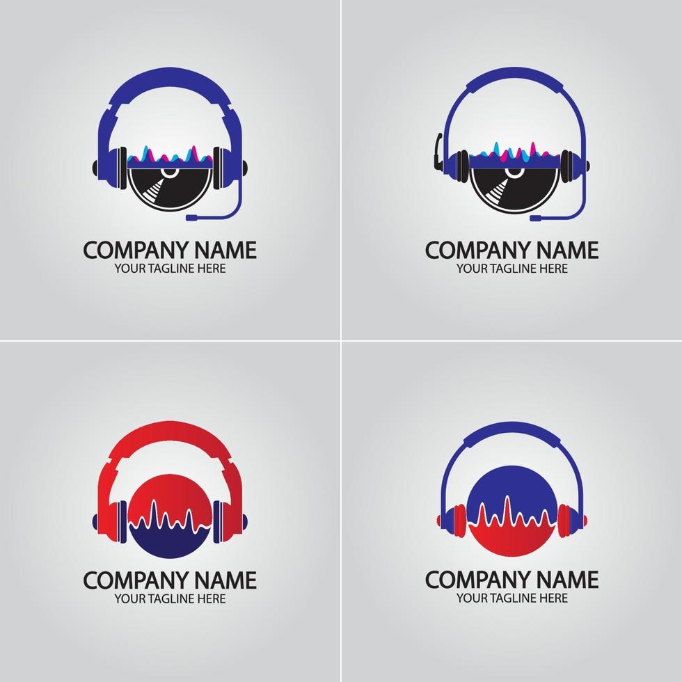 Headphone DJ, Music Studio Recording logo vector