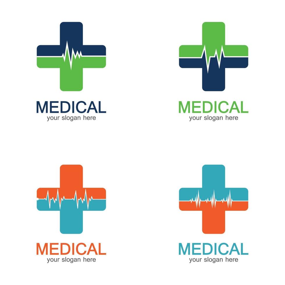 Medical Pharmacy colored plus cross in a soft shape logo vector