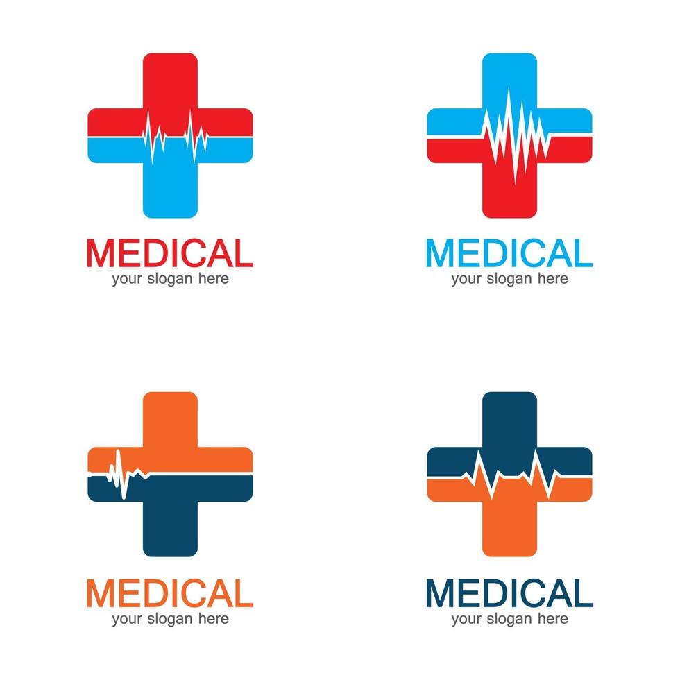 Medical Pharmacy colored plus cross in a soft shape logo vector