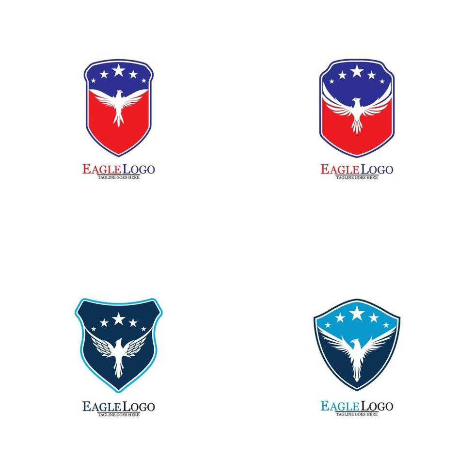 Eagle logo template design with a shield vector
