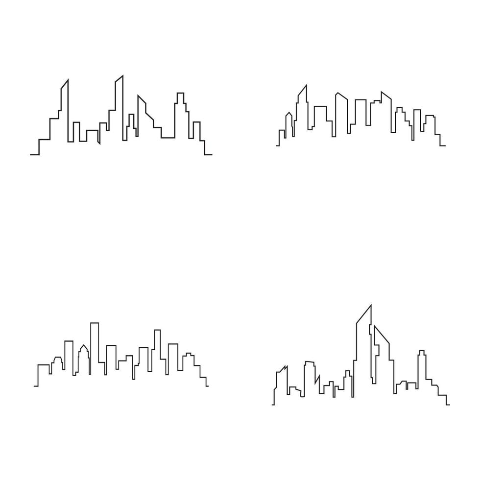 Ilustración de vector de horizonte de ciudad moderna en diseño plano