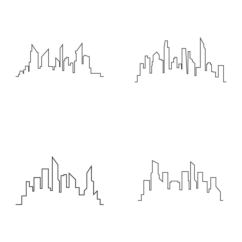 Ilustración de vector de horizonte de ciudad moderna en diseño plano