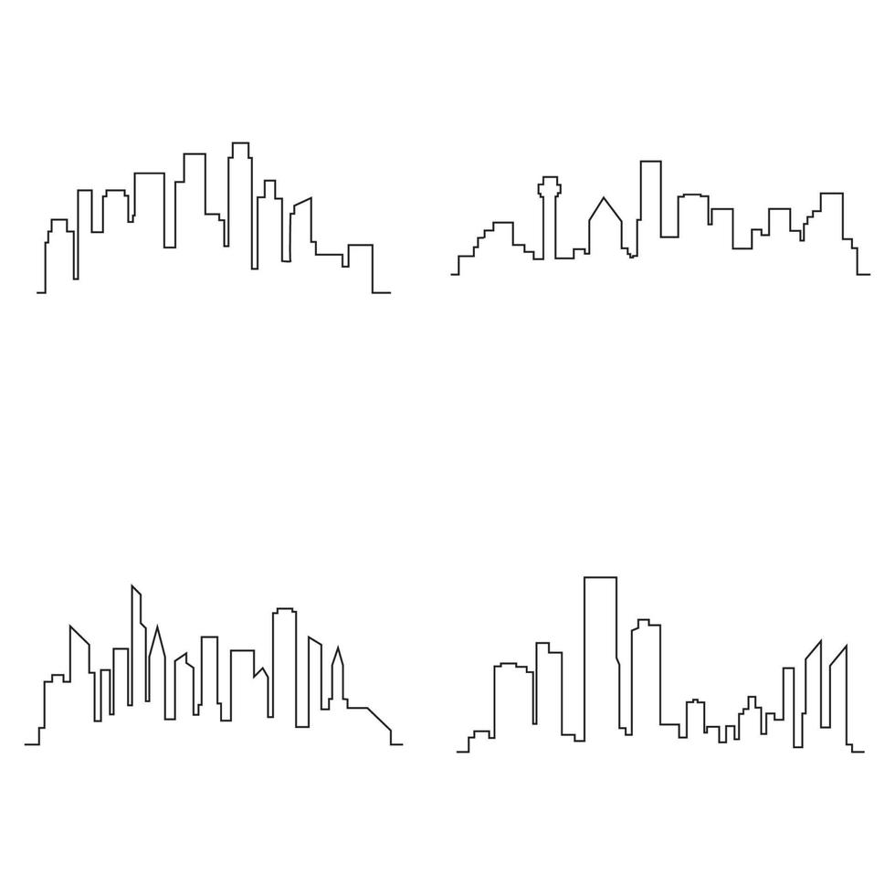 Ilustración de vector de horizonte de ciudad moderna en diseño plano