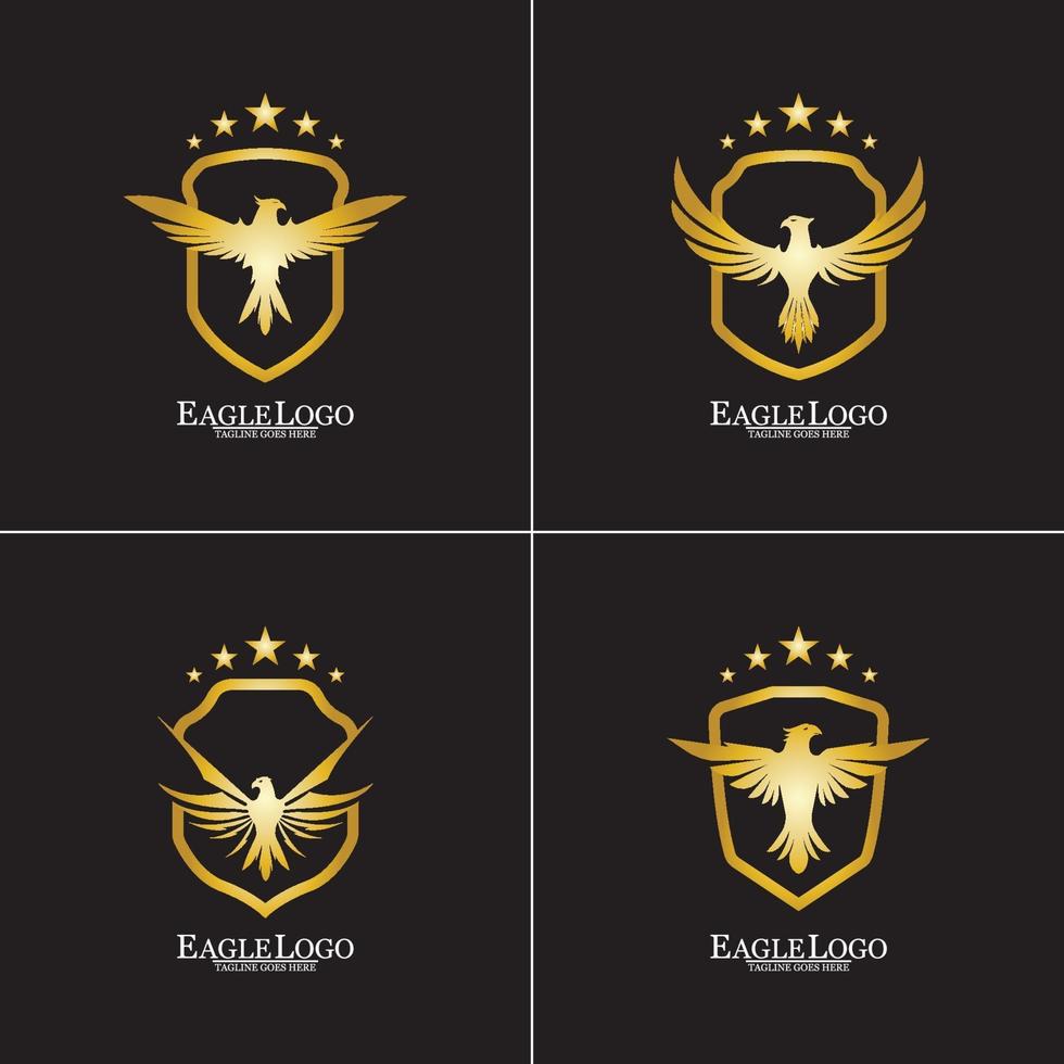 Golden Eagle with Shield logo design vector
