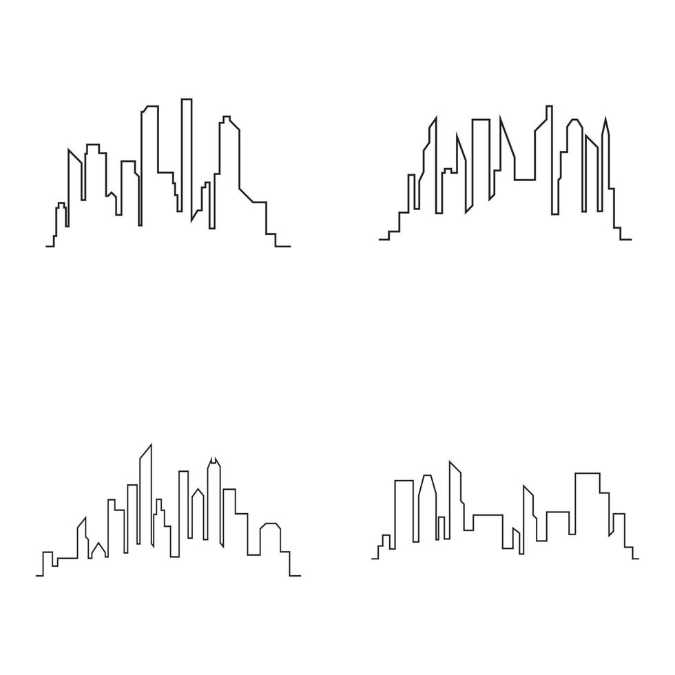 Ilustración de vector de horizonte de ciudad moderna en diseño plano