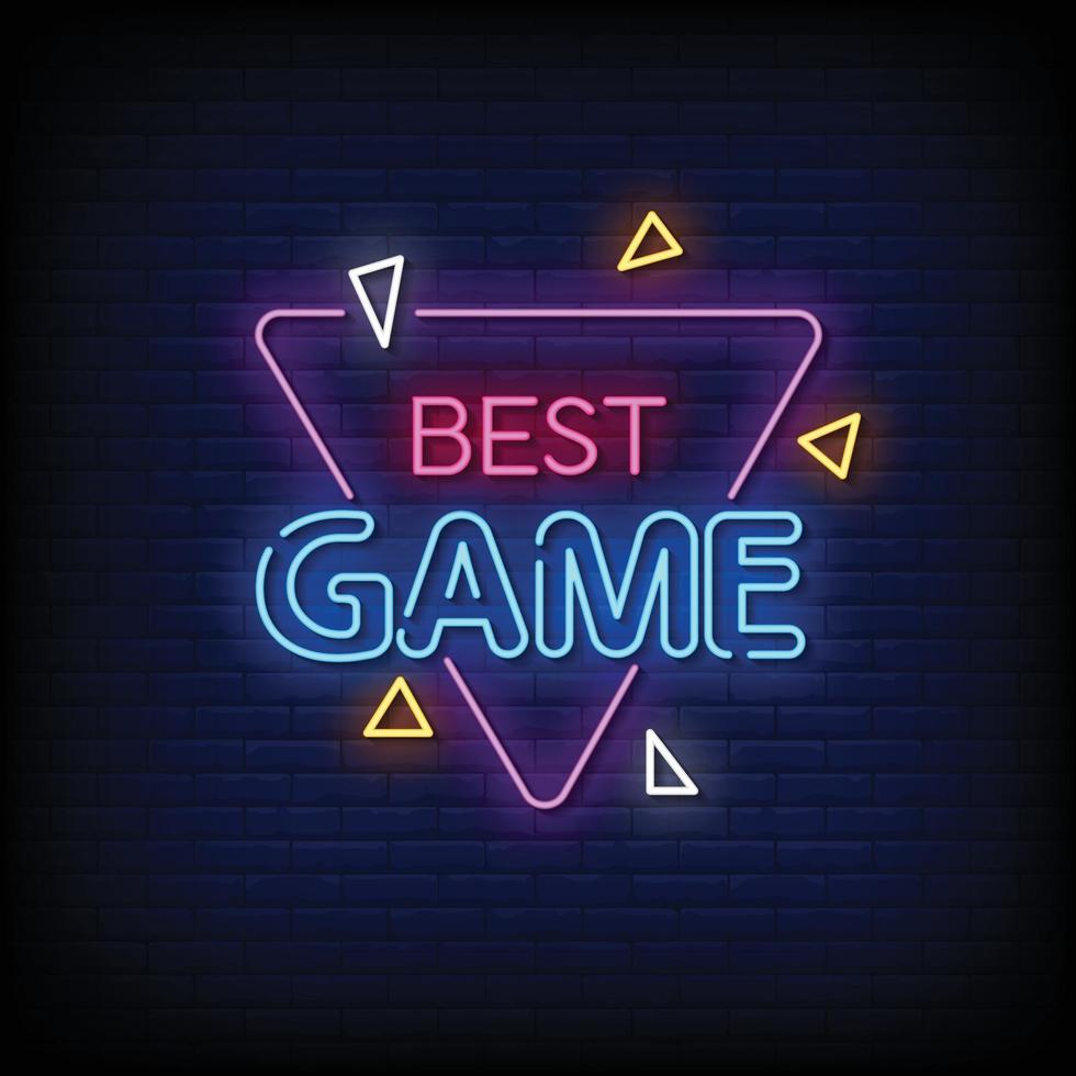 Best Game Neon Signs Style Text Vector