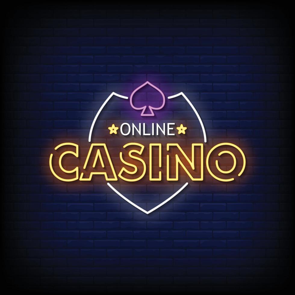 Online Casino Neon Signs Style Text Vector