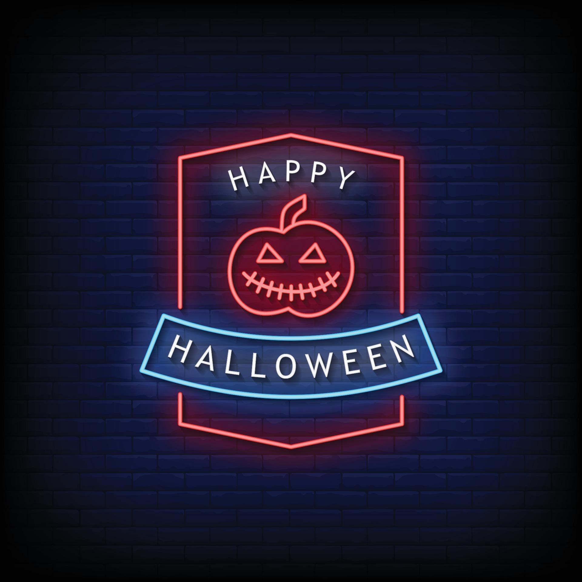 Happy Halloween Neon Signs Style Text Vector 3256641 Vector Art at Vecteezy