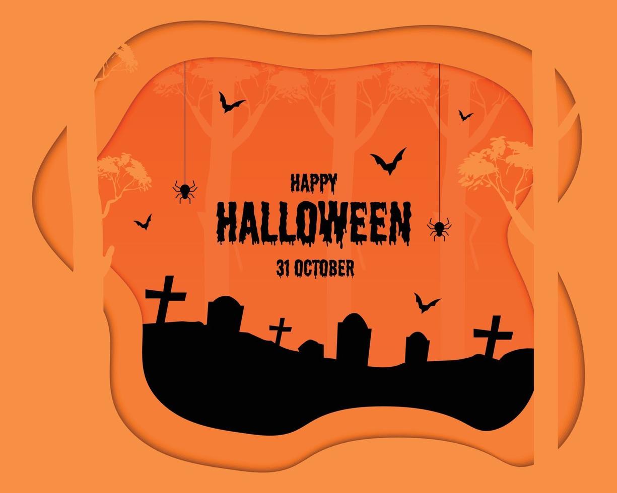 Happy Halloween Graveyard Forest Paper vector