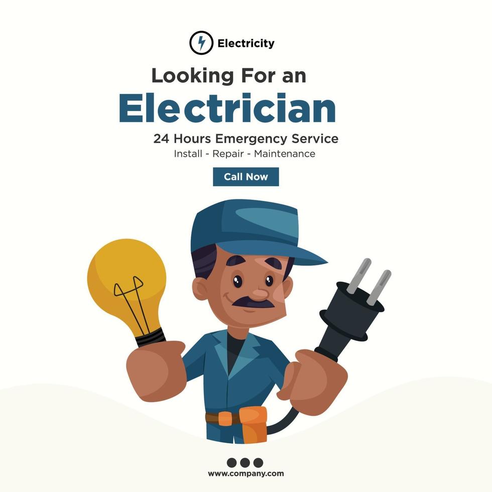 buscando un diseño de banner de electricista para redes sociales vector