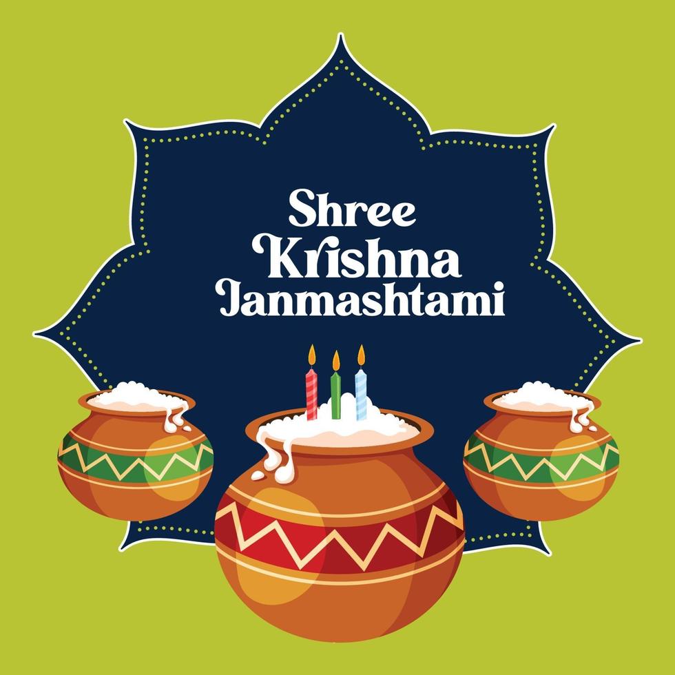 diseño de banner de plantilla de festival indio feliz janmashtami vector