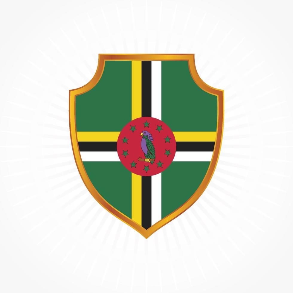 Dominica flag vector with shield frame