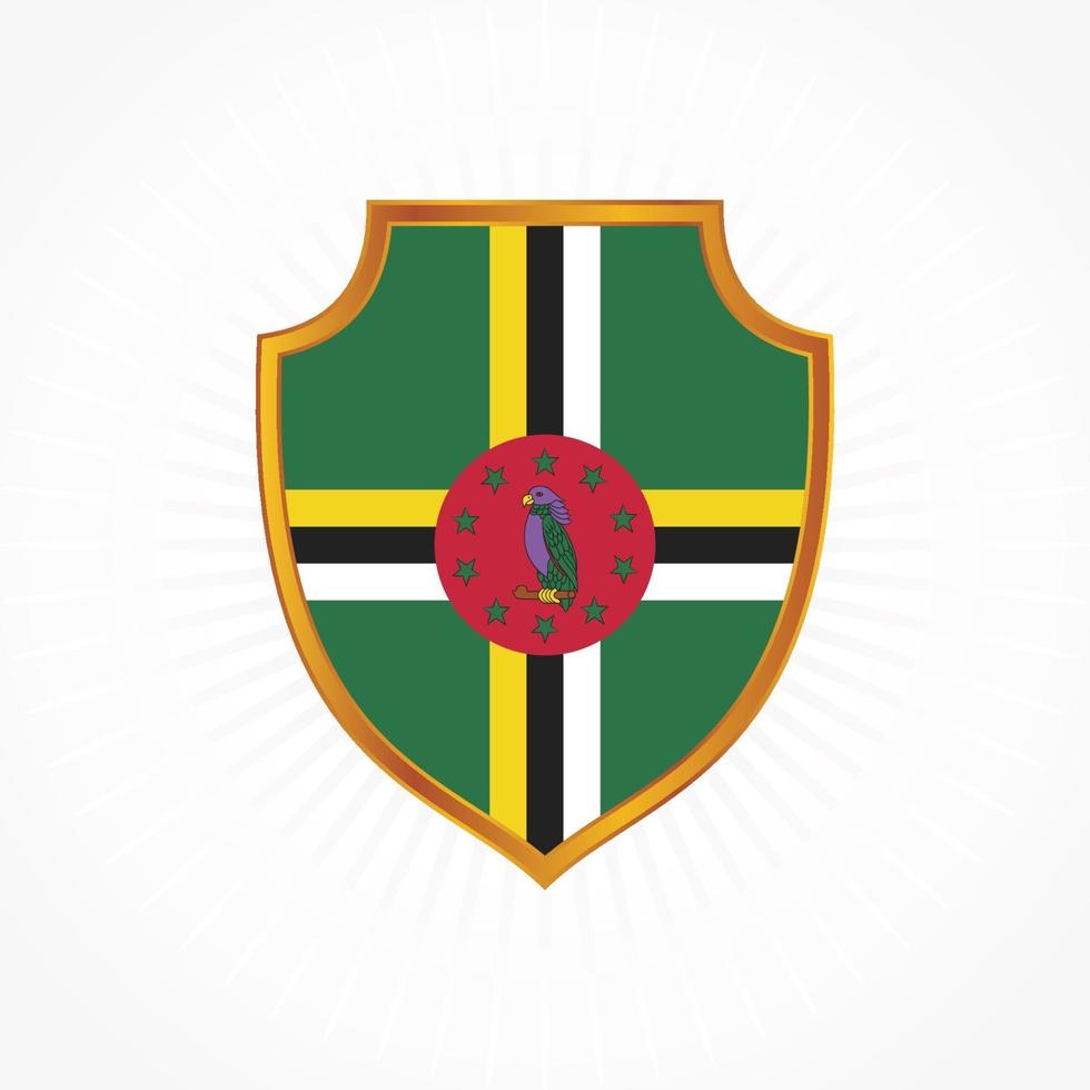 vector de bandera dominica con marco de escudo