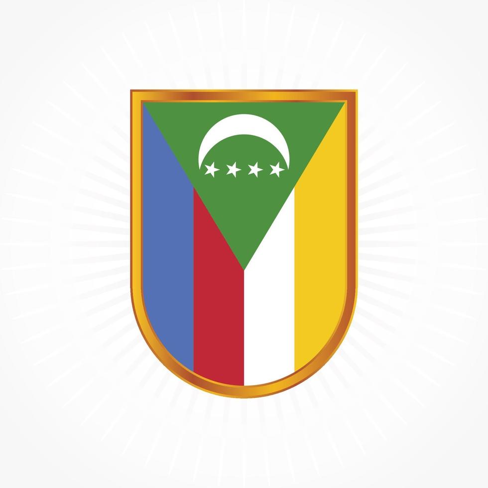 Comoros flag vector with shield frame