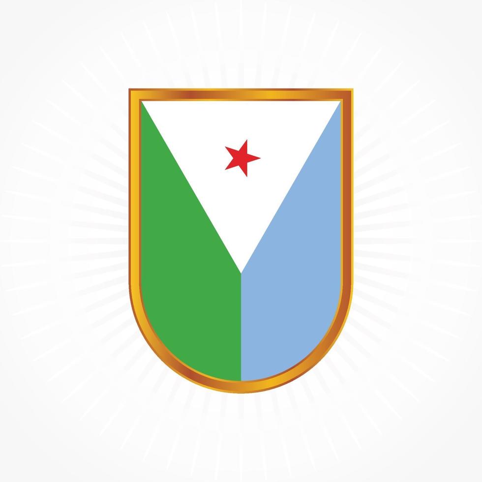 Djibouti flag vector with shield frame