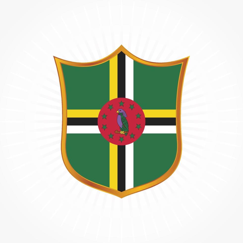 Dominica flag vector with shield frame