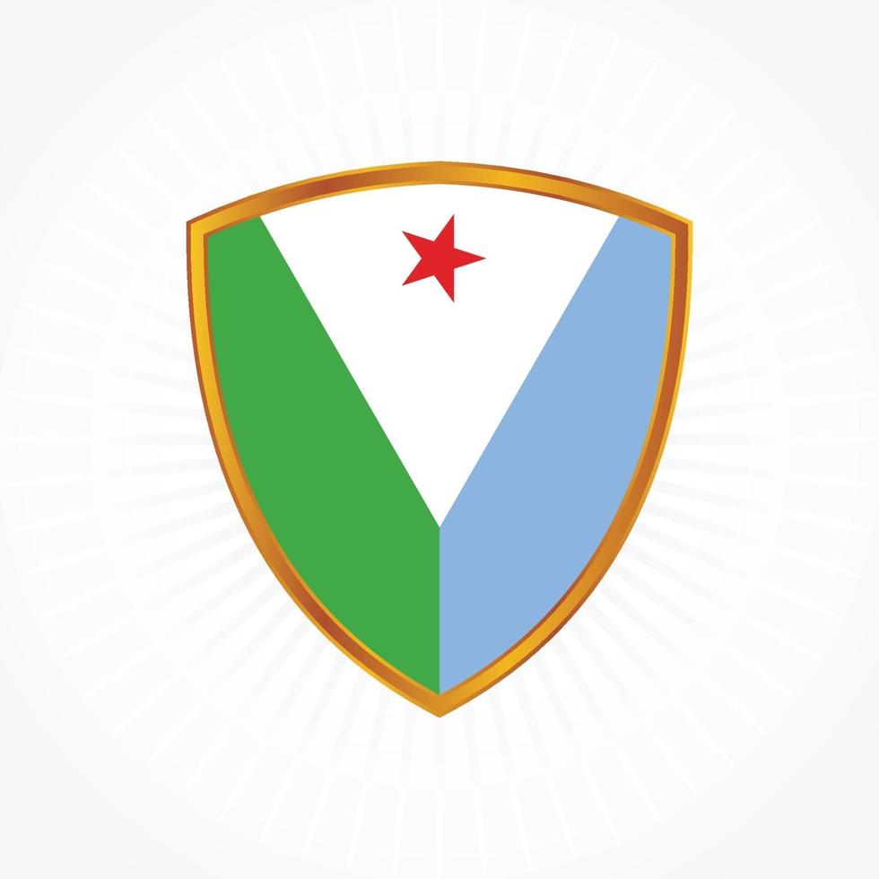 Djibouti flag vector with shield frame