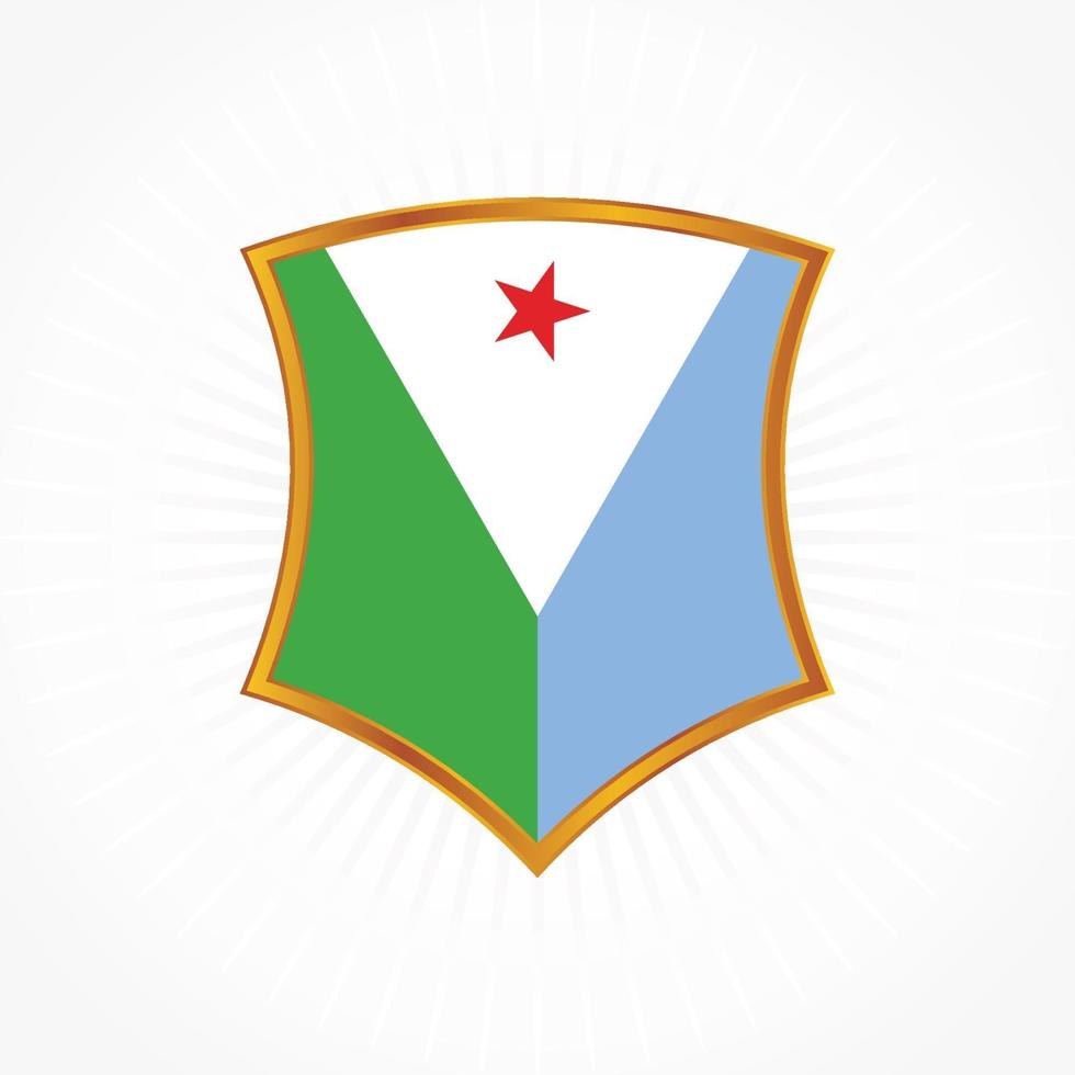 Djibouti flag vector with shield frame