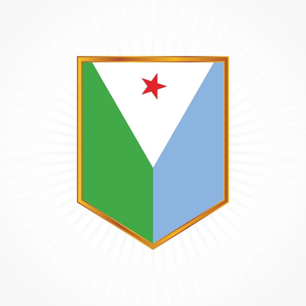 Djibouti flag vector with shield frame