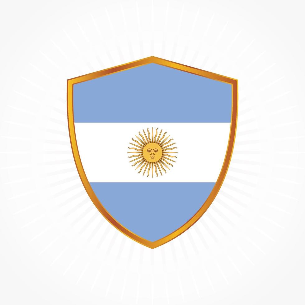 vector de bandera argentina con marco de escudo