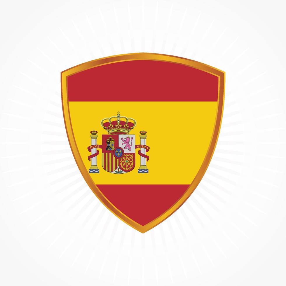 Spain flag vector with shield frame