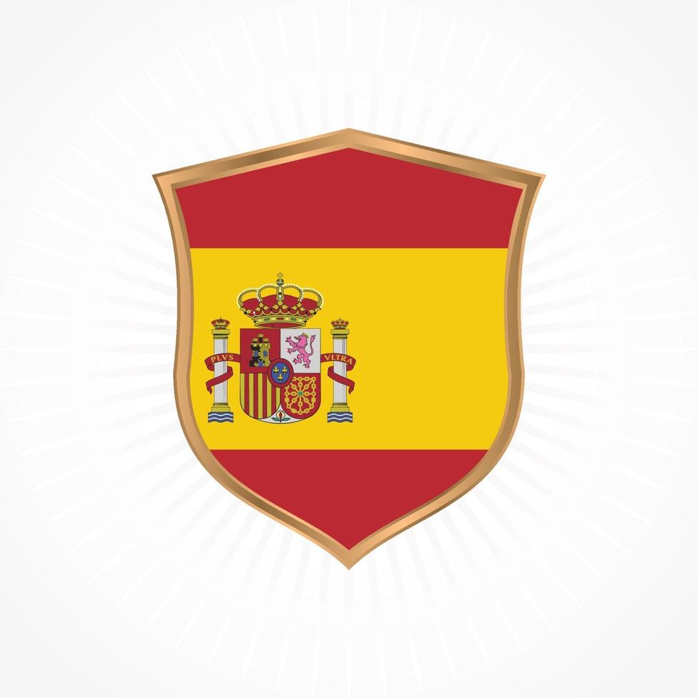 Spain flag vector with shield frame