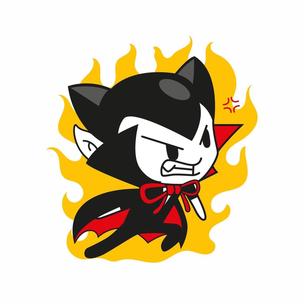 cute little vampire angry  pose, halloween cute dracula vector