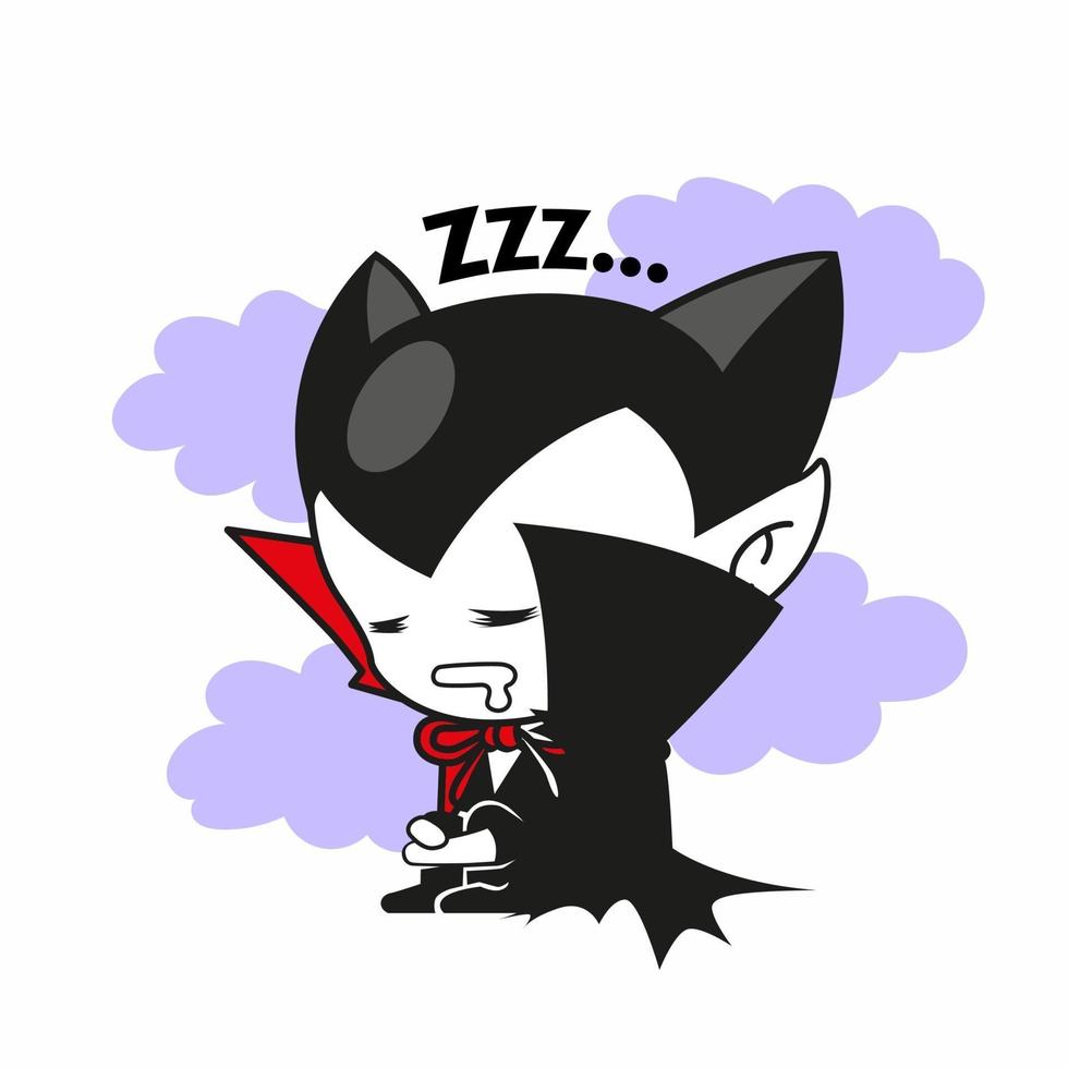 cute little vampire sleepy  pose, halloween  cute dracula vector