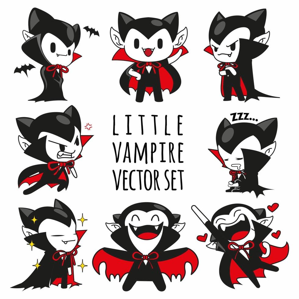 cute little vampire vector set