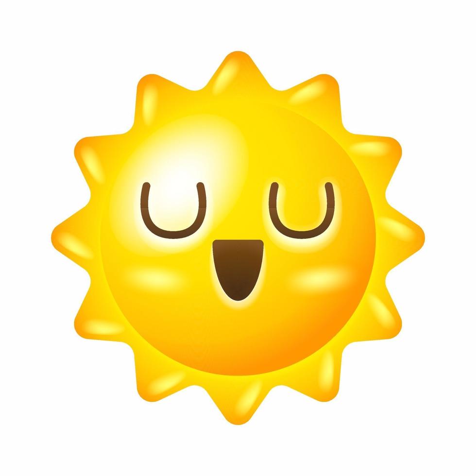 Cute sun vector with happy face