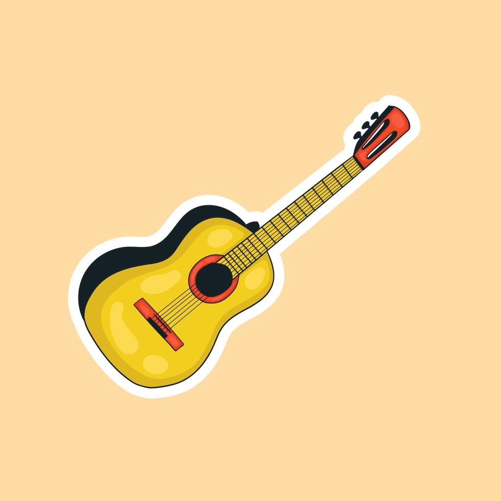 colorful hand drawn Classic Guitar Illustration vector