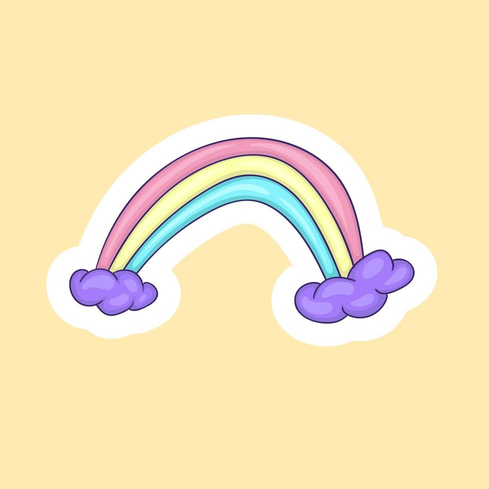 Colorful Hand Drawn Rainbow Illustration Stickers vector