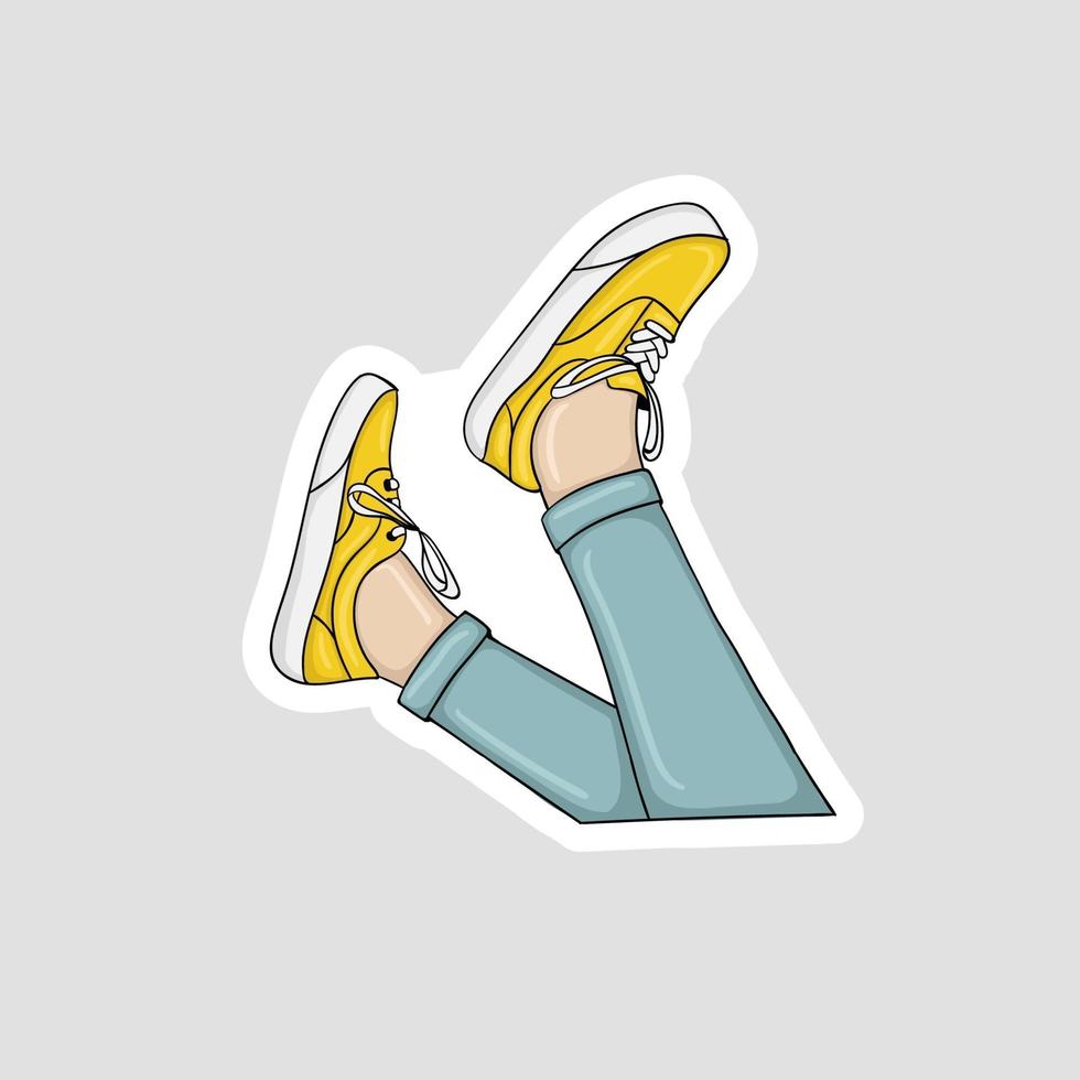 colorful hand drawn legs use sneakers stickers vector